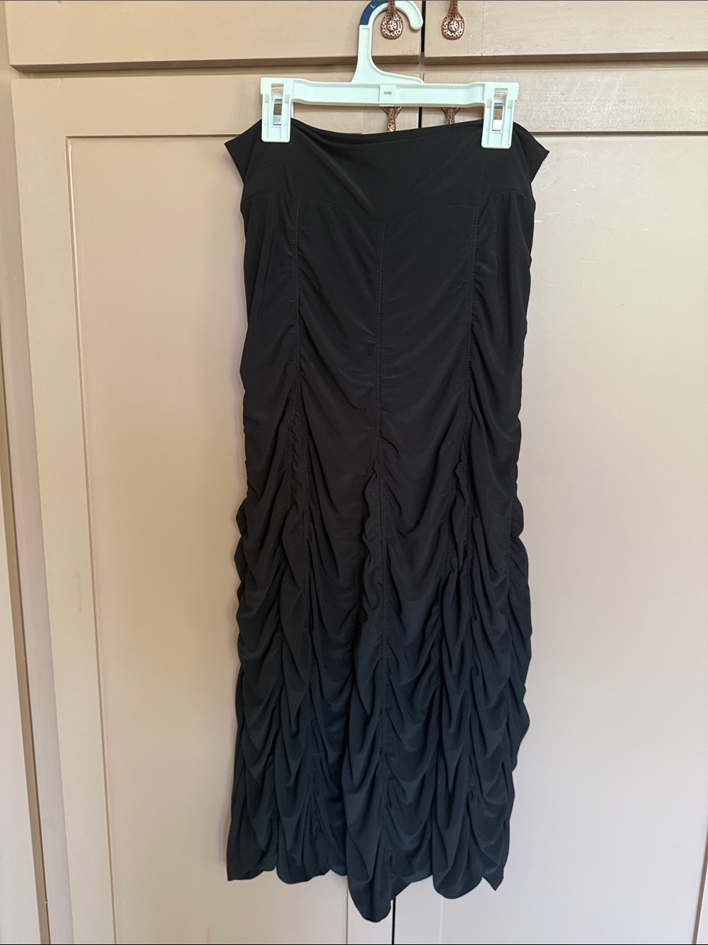 Black Ruched Midi Skirt from Last Tango